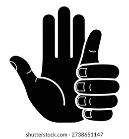 Hand with thumb and index finger up simple gesture icon