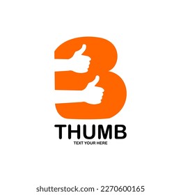 Vector de diseño del logotipo de la letra B del dedo pulgar de mano. Adecuado para símbolo de mano, asociación, identidad, soporte y trabajo en equipo