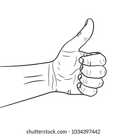 Hand with the thumb lifted up. Vector illustration. Human hand icon giving ok.