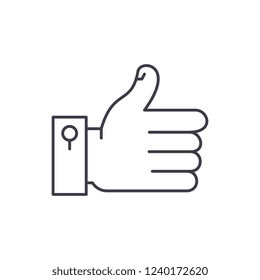 Hand with thumb up line icon concept. Hand with thumb up vector linear illustration, symbol, sign