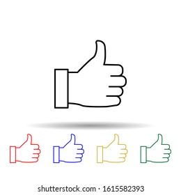 hand with a thumb up multi color style icon. Simple thin line, outline vector of web icons for ui and ux, website or mobile application