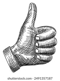 hand with thumb up ok like gesture isolated on white background hand drawn sketch black white line art detailed vector illustration social media design
