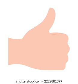 hand with thumb up on whit background