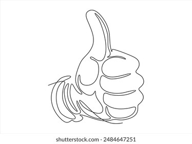 pulgar de la mano hacia arriba en una línea de dibujo gesto positivo minimalismo concepto Ilustración vectorial
