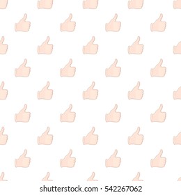 Hand with thumb up pattern. Cartoon illustration of hand with thumb up vector pattern for web
