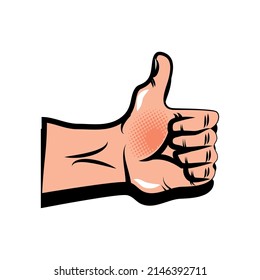 hand thumb up pop art icon isolated