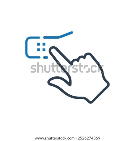 Hand Thumb Scroll Vector Icon, Hand Spread Icon, Hand with finger and thumb extended scrolling with up and down arrows icon