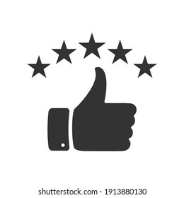 hand with thumb up and stars rating icon  - Shutterstock ID 1913880130