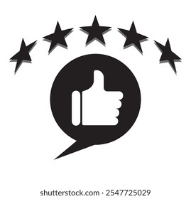 hand with thumb up and stars rating icon