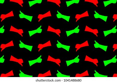 Hand - thumb up - thumbs down - vector pattern - green and red