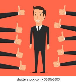 Hand with thumb up. Approval person