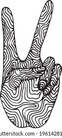 hand with thumb up. Hand draw doodle peace Abstract illustration hippie