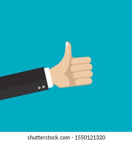 Hand with thumb up. Like, good, positive symbol. Vector illustration.