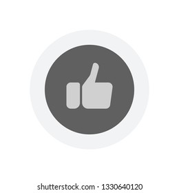 Hand with thumb up, like icon. Icon in colored circle with gray bold border. Web button, modern flat design