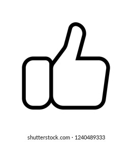 Hand with thumb up, like. Linear outline icon. Black icon on white background