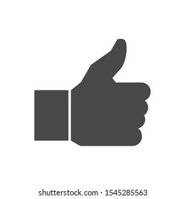 The hand with the thumb up. It looked like a real hand. Thumbs up icon. Approval icon. Black-white. In the vector. 