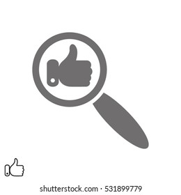 hand, thumb up, magnifier, icon, vector illustration EPS 10