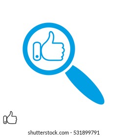 hand, thumb up, magnifier, icon, vector illustration EPS 10