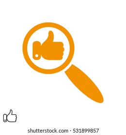 hand, thumb up, magnifier, icon, vector illustration EPS 10