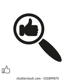 hand, thumb up, magnifier, icon, vector illustration EPS 10