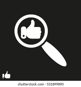 hand, thumb up, magnifier, icon, vector illustration EPS 10
