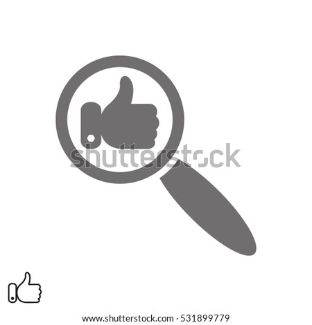 hand, thumb up, magnifier, icon, vector illustration EPS 10