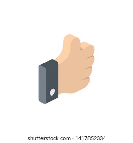 Hand thumb up. Vector 3d isometric color icon new flat style. Creative illustration, idea for infographics.