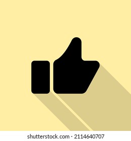 Hand mit dem Daumen nach oben Vektorsymbol. Schwarz wie Symbol. Genehmigungssymbol auf gelbem Hintergrund. Drehen Sie das Symbol nach oben. Vektorgrafik.