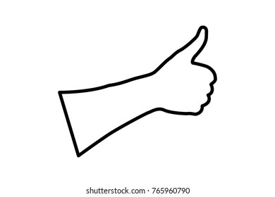 Hand - thumb up - vector illustration - black and white