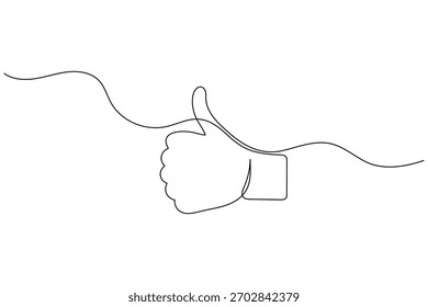 Mano pulgares hacia arriba línea continua de dibujo como estilo de contorno minimalista mano