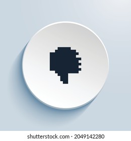 hand thumbs down fill pixel art icon design. Button style circle shape isolated on white background. Vector illustration