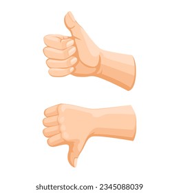 Hand Thumbs Up And Down Gesture Symbol Cartoon illustration Vector