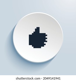 miniaturas de mano arriba diseño de iconos de imágenes de píxeles de relleno. Forma de círculo de estilo de botón aislada en fondo blanco. Ilustración del vector