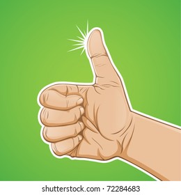 hand thumbs up with green background