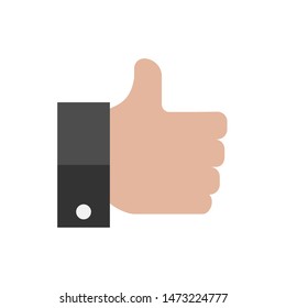 Hand Thumbs Up Icon, flat design style, Vector Illustration