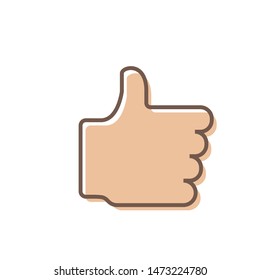 Hand Thumbs Up Icon, flat design style, Vector Illustration