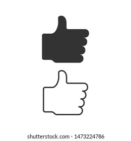 Hand Thumbs Up Icon, flat design style, Vector Illustration