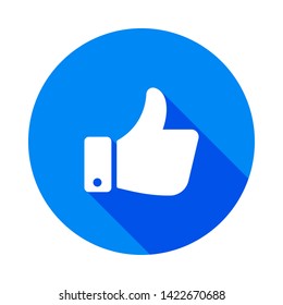 Hand Thumbs Up icon social with long shadow