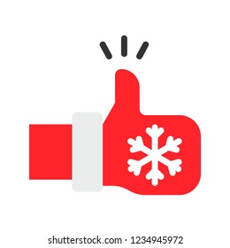 hand thumbs up like Xmas flat design icon.
