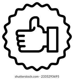 Hand with thumbs up line icon. Like vector illustration isolated on white. Good outline style designed for and app. Eps 10.