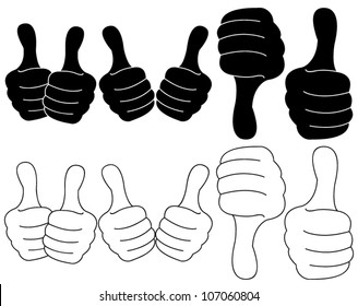 Hand thumbs up sign set