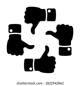Hand, die sich auf einem Quadrat, schwarz auf weißem Hintergrund, Design-Zeichen, Vektorgrafik