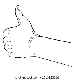 Hand with thumbs up. Black contour of a hand without background, isolated. Great for logo, business card, icon, banner, office, business, graphic.