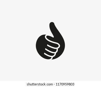 Hand, thumbs up vector logo. Like, fingers logotype.