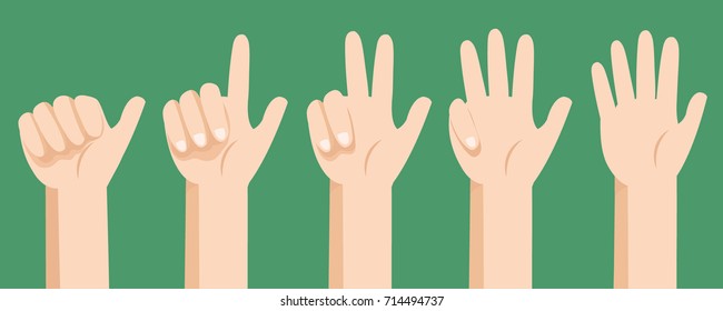Hand thump up show number one to five vector design.