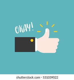 Hand thumps up with  okay, flat design vector