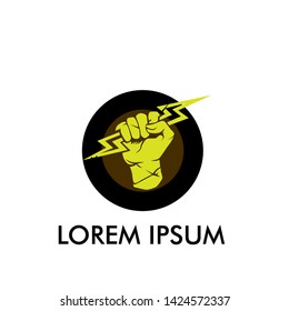 hand with thunder sign for t-shirt design printing