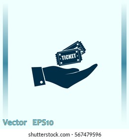 Hand with ticket icon