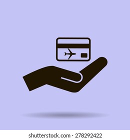 hand and ticket vector icon