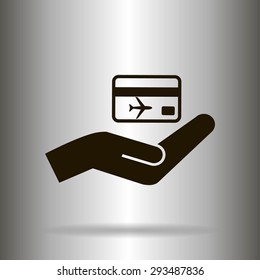 hand and ticket vector icon